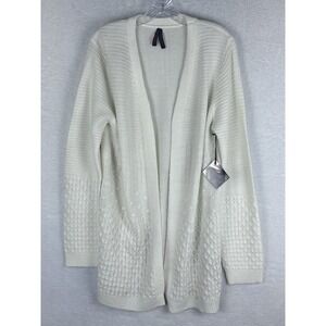 NWT YOKI Women's Off White Open Cardigan Sweater‎ Knit Size L